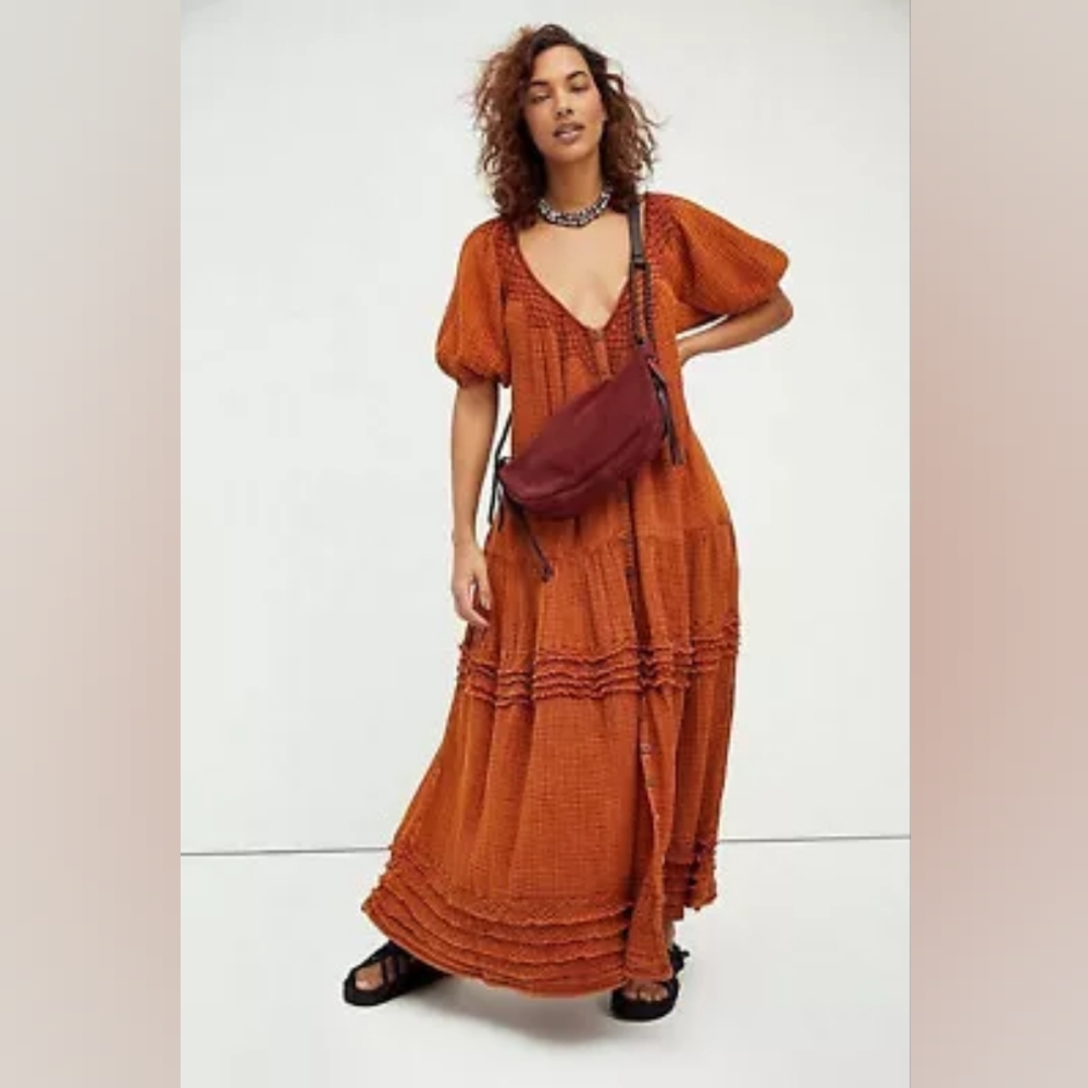 Free People Rust Orange Maxi Dress